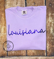 Louisiana Metallic Puff Comfort Colors Long Sleeve Tee