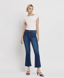 TUMMY CONTROL HIGH RISE RAW HEM KICK FLARE JEANS