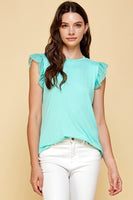 Solid Top With Ruffle Detail