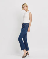 TUMMY CONTROL HIGH RISE RAW HEM KICK FLARE JEANS