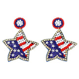 Jeweled Patriotic Star Shaped Beaded Earrings