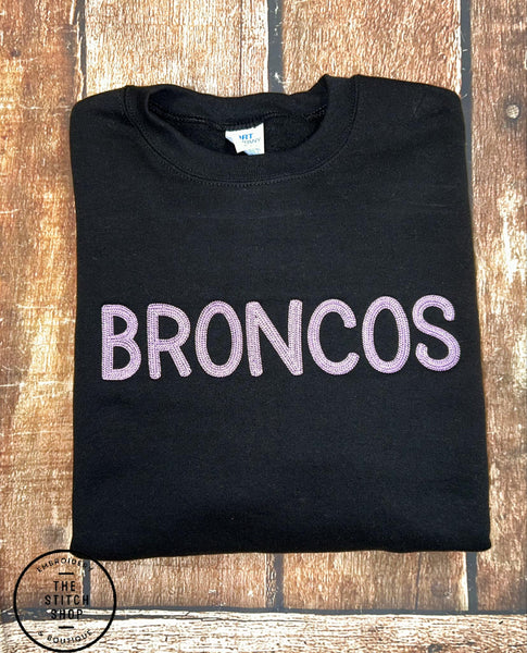 BRONCOS Print Chain Stitched Embroidered Sweatshirt