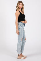 Petra High Rise Crop Bootcut Distressed Jeans