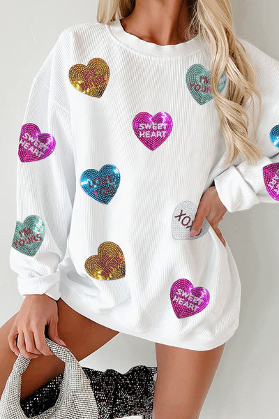 *PRE-ORDER* Valentine Heart Sequin Long Sleeve Sweatshirt