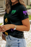 Short Sleeve Mardi Gras Sequin Bow Top