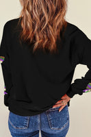 Mardi Gras Sequin Bow Long Sleeve Top