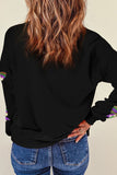 Mardi Gras Sequin Bow Long Sleeve Top