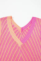 Women Strawberry Contrast Chevron Knit Sweater Vest