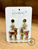 Rouxbees Acrylic Colorful Reindeer Earrings