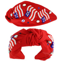 Patriotic USA Flag Jeweled Beaded Headband