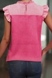 Women Textured Color Block Ruffled Sleeve Blouse