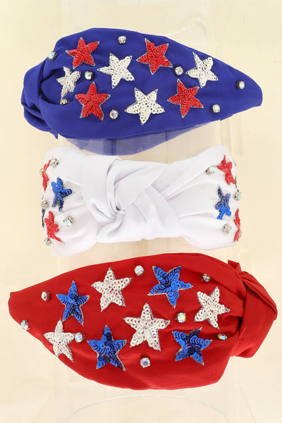 USA Patriotic Star Pattern Jeweled Sequin Headband