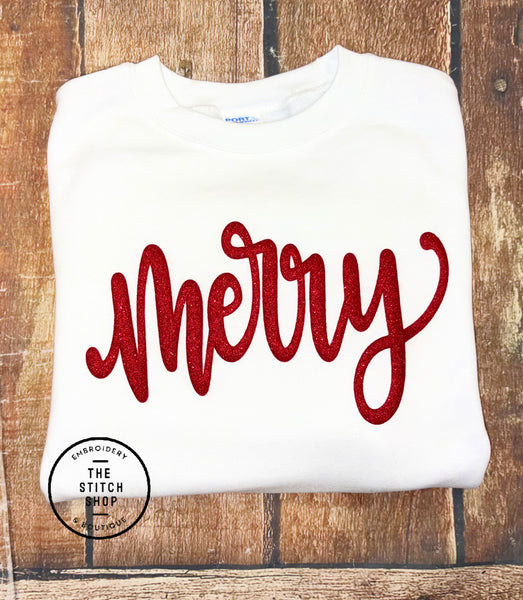 Glitter Puff Merry Sweatshirt