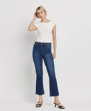 TUMMY CONTROL HIGH RISE RAW HEM KICK FLARE JEANS