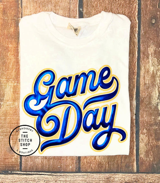 Game Day Metallic Puff with Glitter Out Line Tee