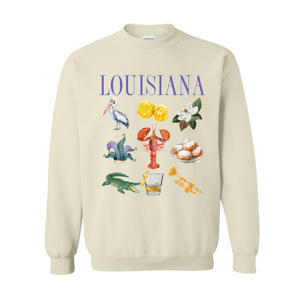 Gildan Sand Louisiana Sweatshirt