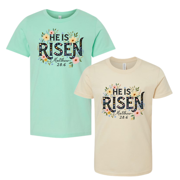 He is Risen Youth and Adult Bella Canvas Tee