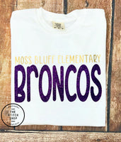 Moss Bluff Elementary Metallic and Glitter Comfort Colors Tee