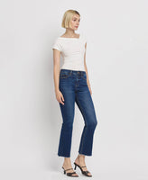 TUMMY CONTROL HIGH RISE RAW HEM KICK FLARE JEANS