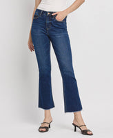 TUMMY CONTROL HIGH RISE RAW HEM KICK FLARE JEANS