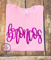 Broncos Pink on Pink Metallic Puff Tee