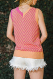 Women Strawberry Contrast Chevron Knit Sweater Vest